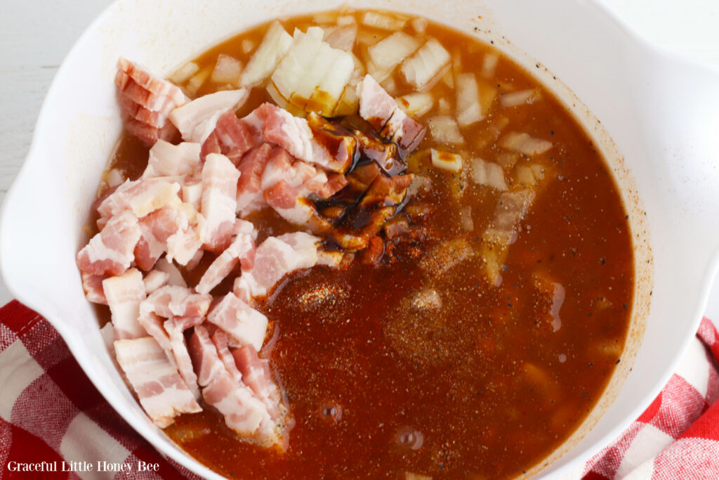 All ingredients in a white mixing bowl.