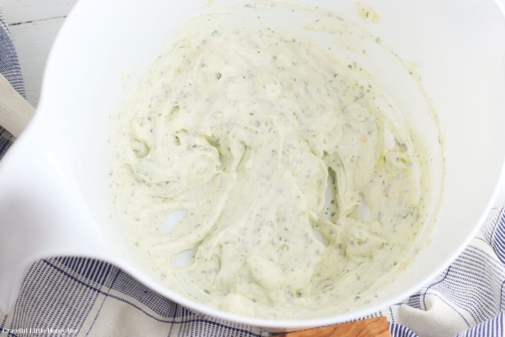 cream cheese mixture in mixing bowl.