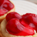 Close up of a Mini Cherry Cheesecake.