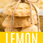 Four lemon sugar cookies in a stack and tied with twine.