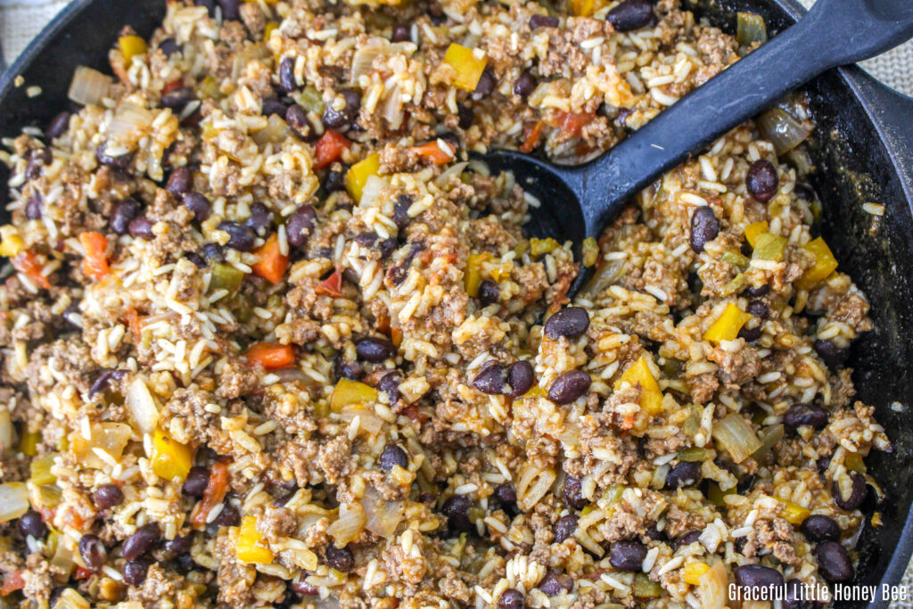 Finished Beef Burrito Skillet.