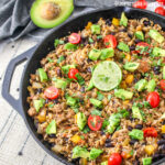 Close up view of burrito skillet.