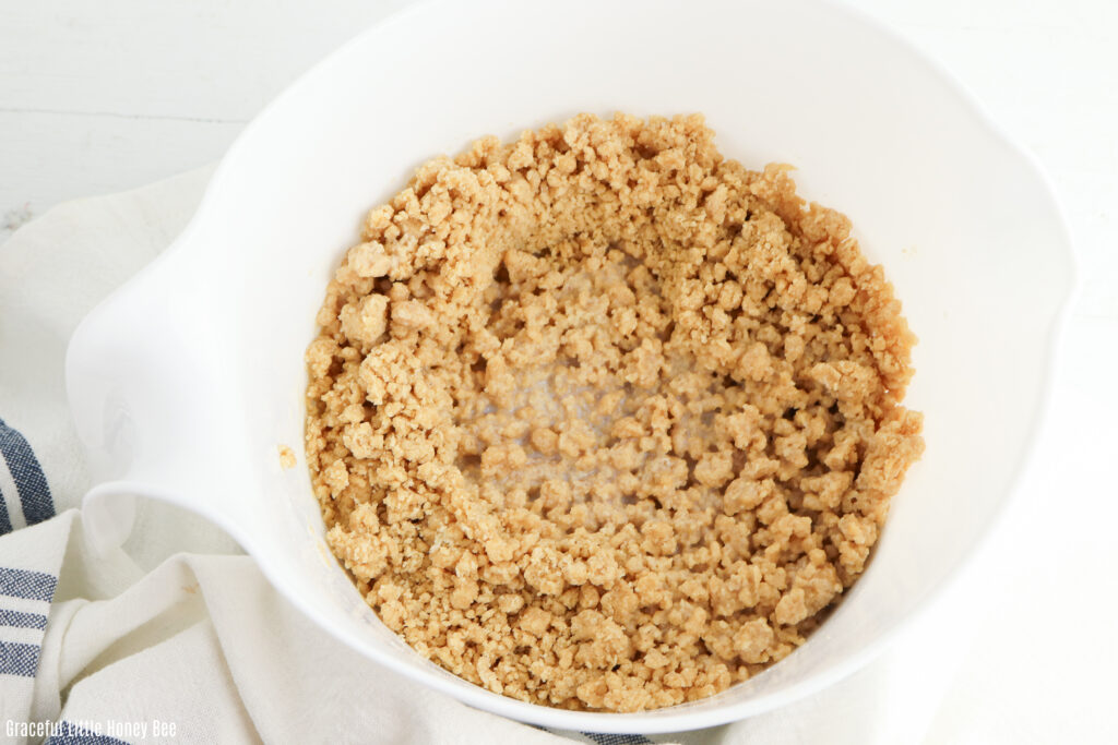 Peanut butter batter in a mixing bowl.