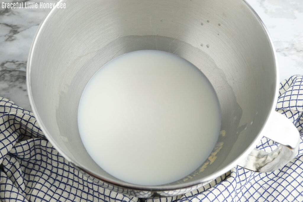 Wet ingredients in mixing bowl.