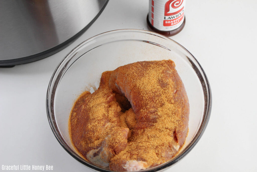 Pork Tenderloin with season salt rubbed on the outside.