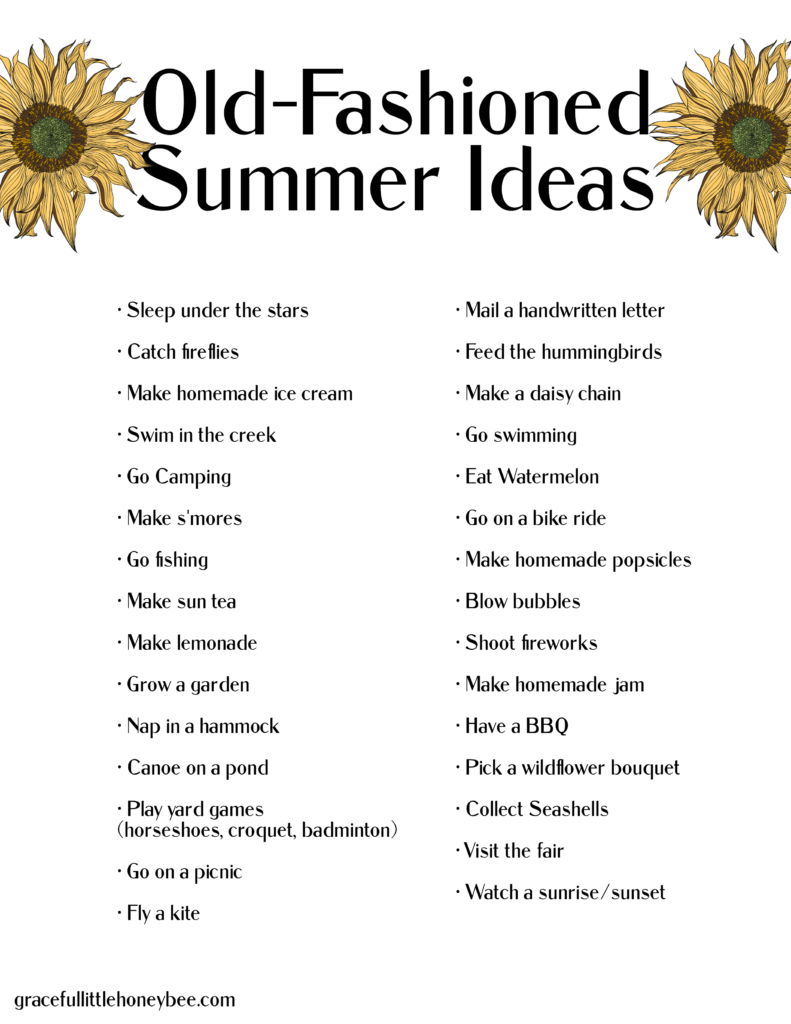 List of Old-Fashioned Summer Ideas