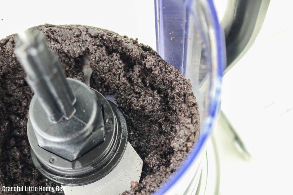 Oreo crumbs and butter blended together.