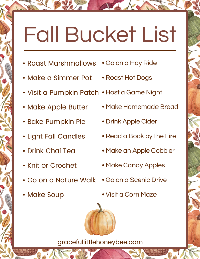 Fall Bucket List Printable