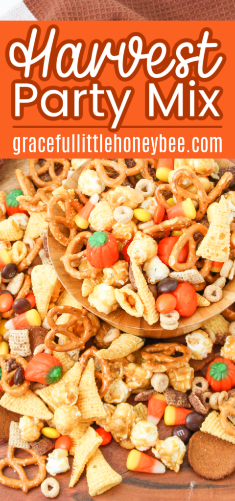 Autumn party mix on a serving tray.