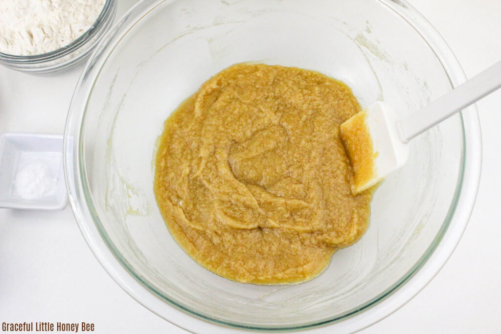 Wet ingredients in a bowl.