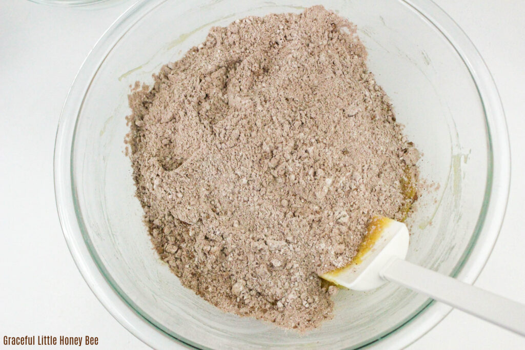 Dry ingredients in a mixing bowl.