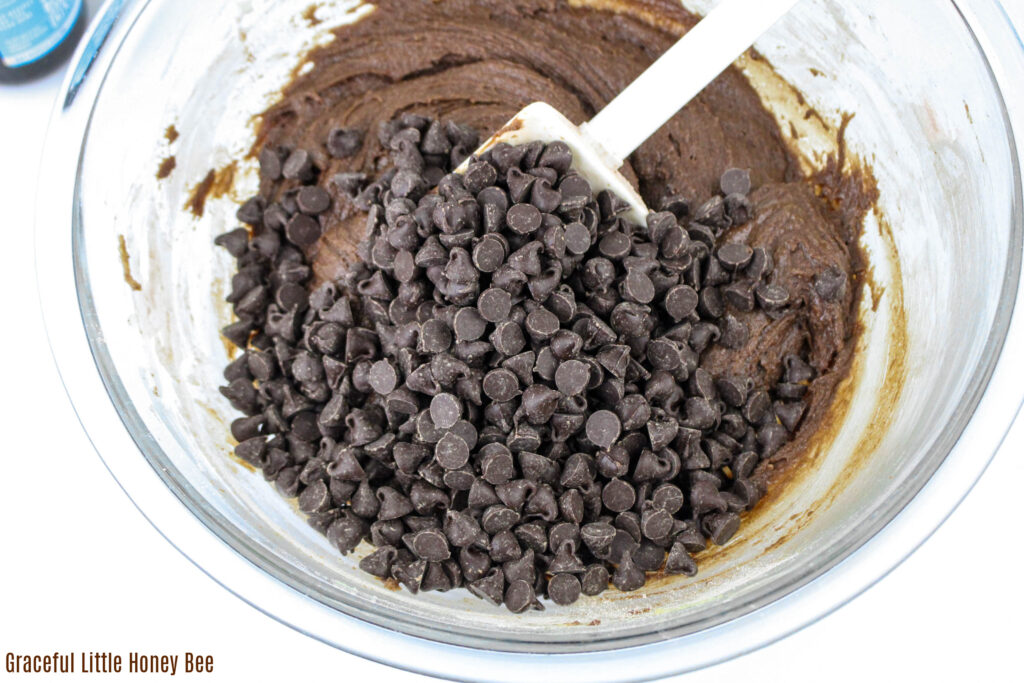 Cookie batter with chocolate chips.