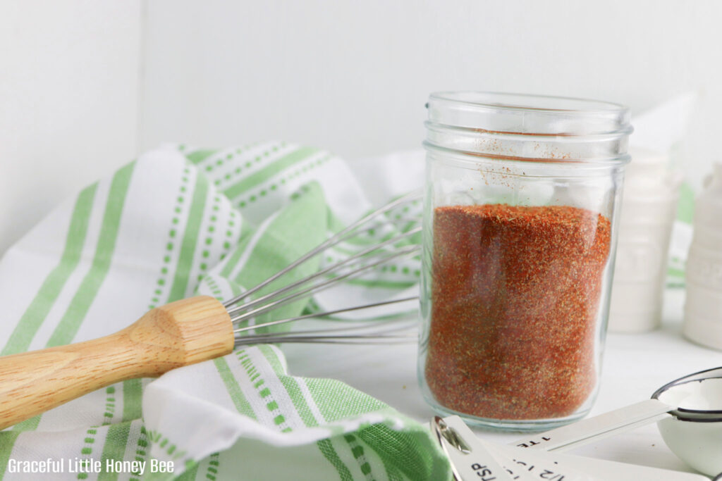 Cajun seasoning blend in mason jar.
