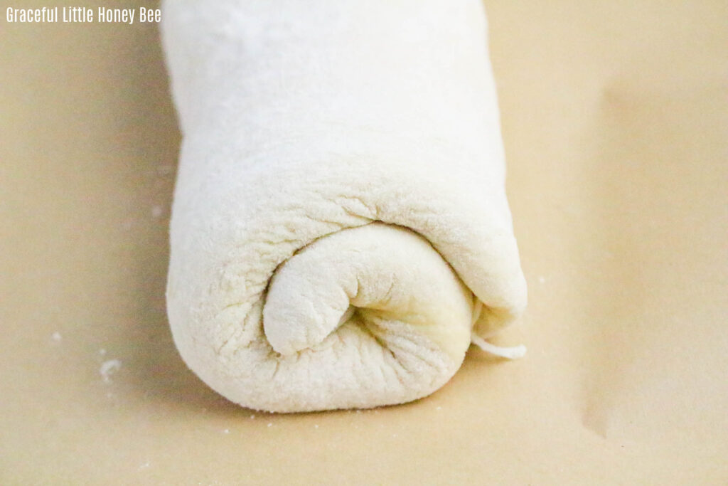 Side view of Stromboli before going into the oven.