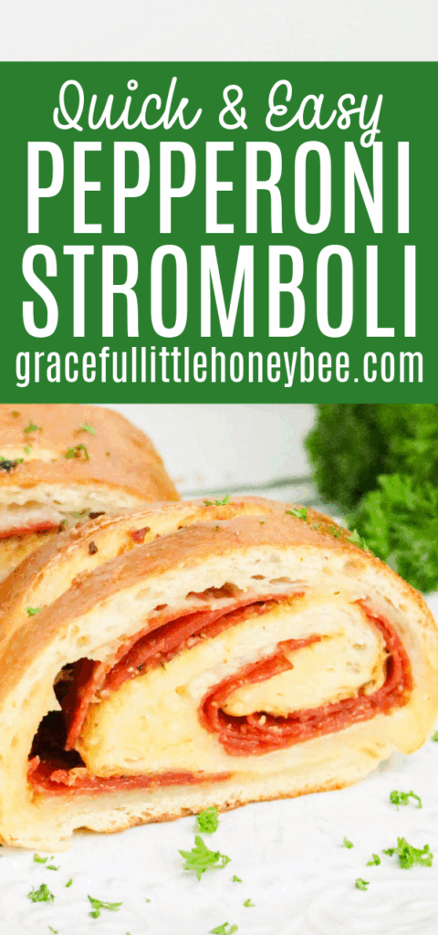 Two slices of Stromboli on a white plate, garnished with parsley. 