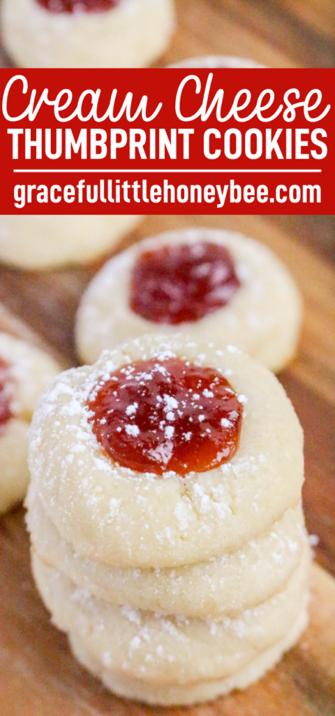 A stack of cream cheese thumbprints on a cutting board.
